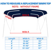 4 Bow Marine Grade Fade and Crack Resistant Bimini Top Replacement Cover, Heavy-Duty Waterproof and UV-proof Sun Shade Boat Canopy, Easy Install Zipper Sleeve Boat Awning/Without Frame, Grey